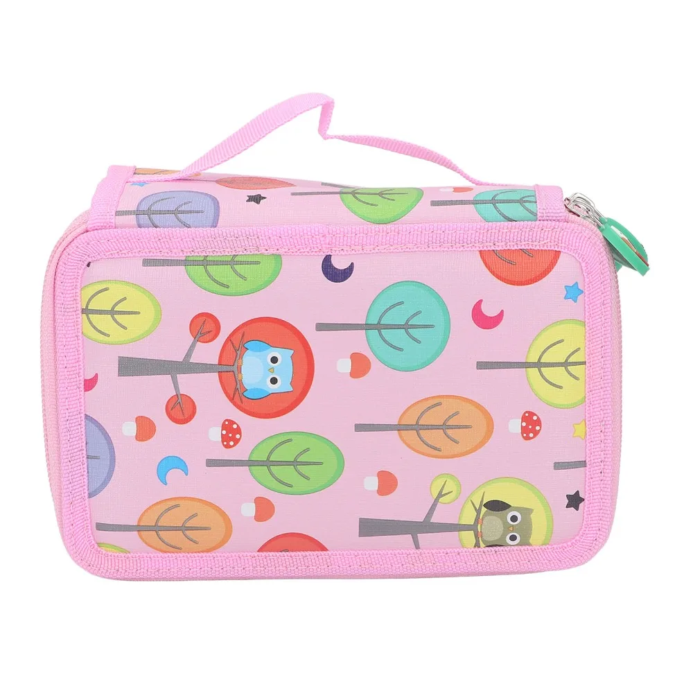 Zipper Closure Colored Pencil Case Foldable 4 Layers Large Capacity Pencil Case 72 Holes Oxford Cloth Colored Pencil Bag