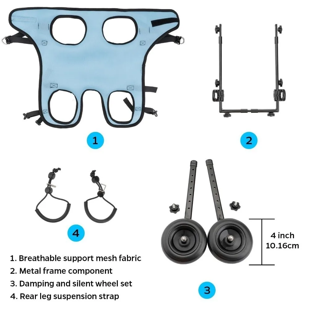 

Adjustable Dog Wheelchair Comfortable Hind Leg Support Dog Mobility Scooter Breathable Assistance Scooter Outdoor Use