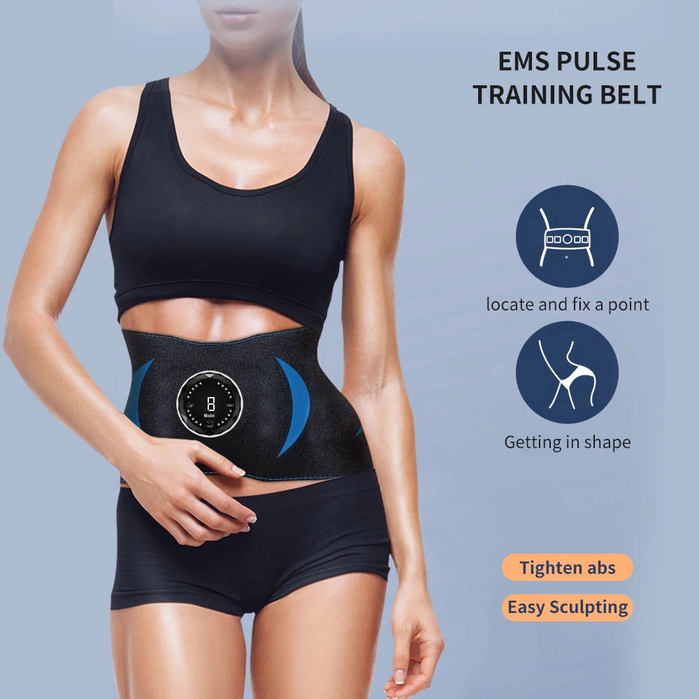 EMS Abdomen Muscle Stimulator Training Belt Touch Control Waist Fitness Massager Home Training Exercise Abdominal Muscle Trainer