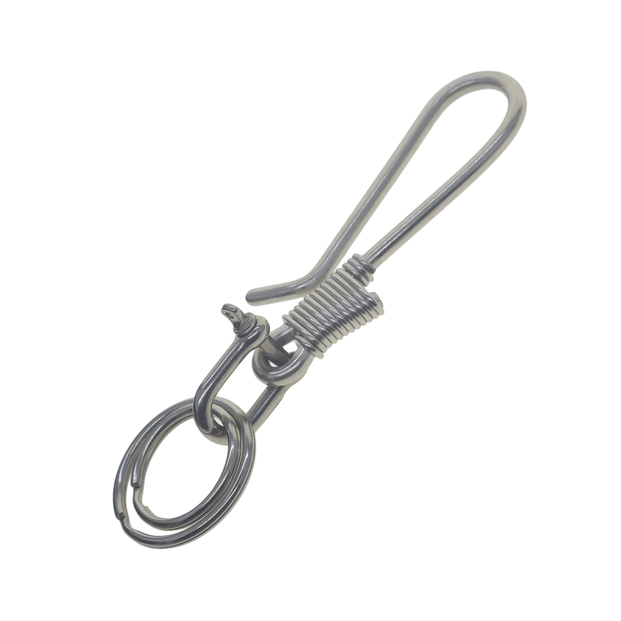 Industrial punk motor bike wire wrapped 304 stainless steel Japanese  U hook belt clip keychain shackle keyring FOB EDC