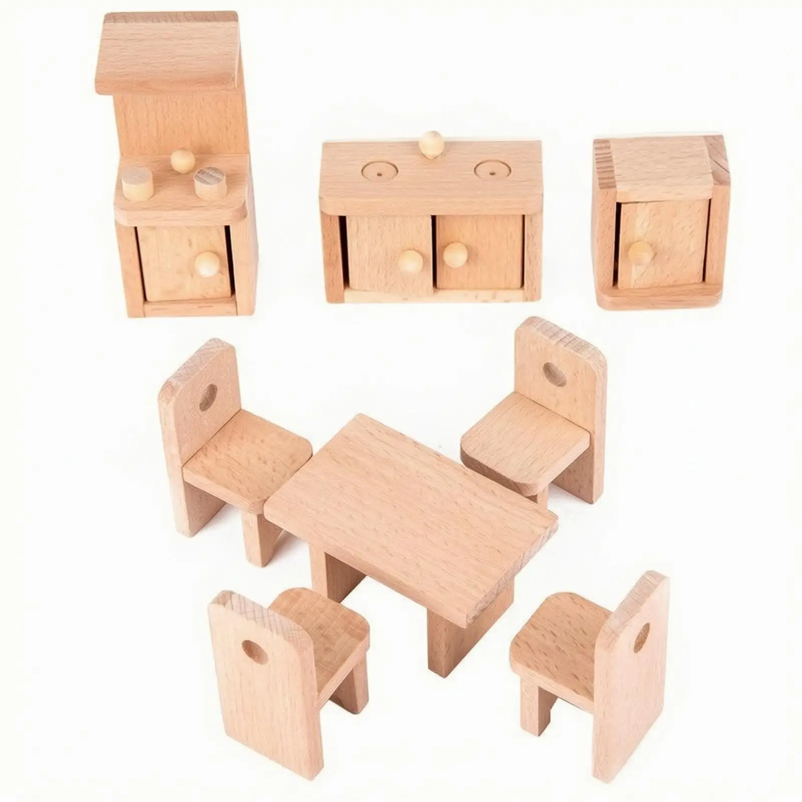 Kids Wooden Kitchen Playhouse Toy with Dollhouse Furniture Accessories for Creative Role Play Fun