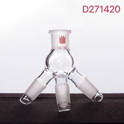 Tee type distillation receiver tube(Angle 135 degrees), Joint 14/20 19/22 24/40, Borosilicate glass, D27