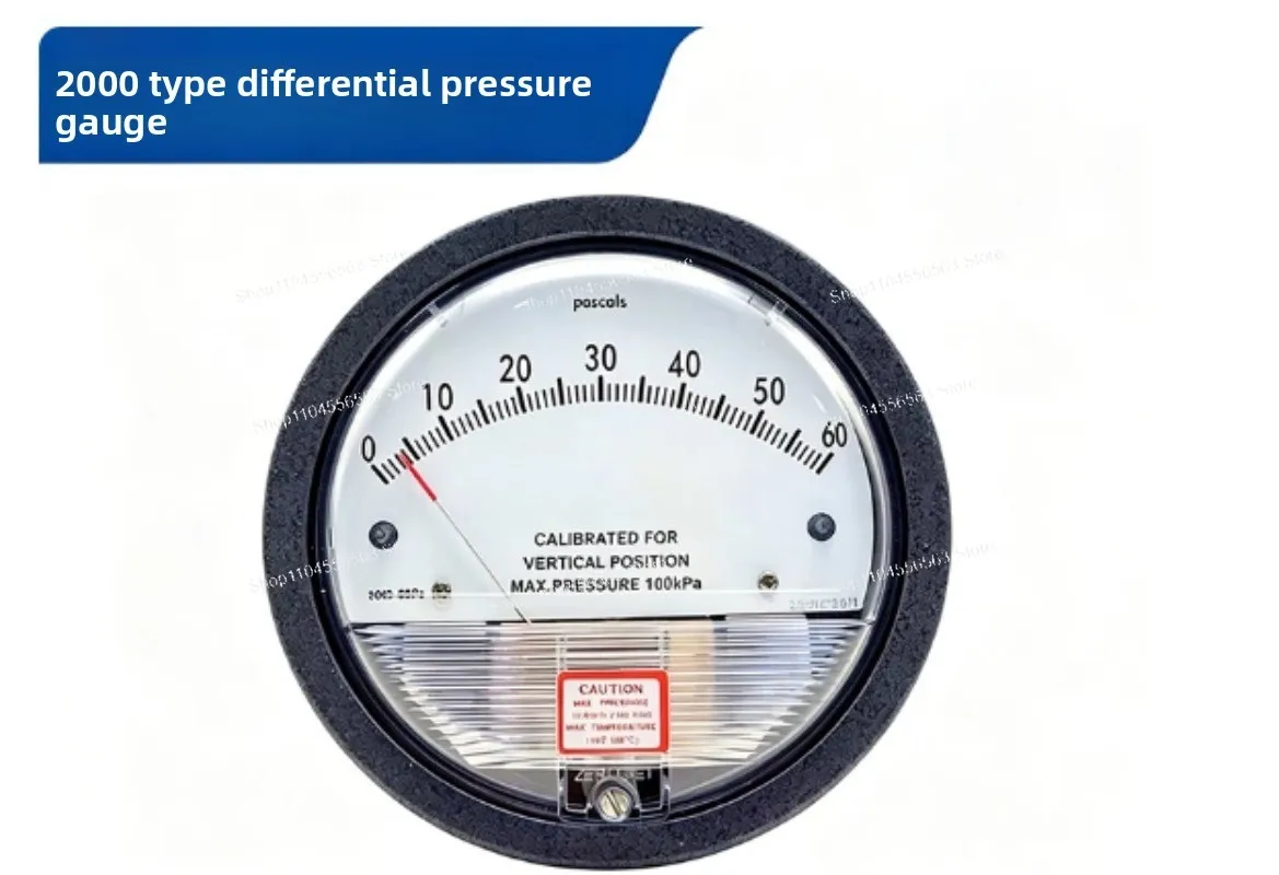 Clean Room Differential Pressure Gauge, Pointer Positive Negative Wind Pressure Gauge 0‑60Pa