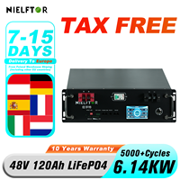 NIELFTOR New LiFePO4 48V 120Ah Battery Pack 6.14kWh 51.2V Grade A+ Cells 6000+ Cycles 100Ah 120Ah 200Ah 300Ah Lithium Battery