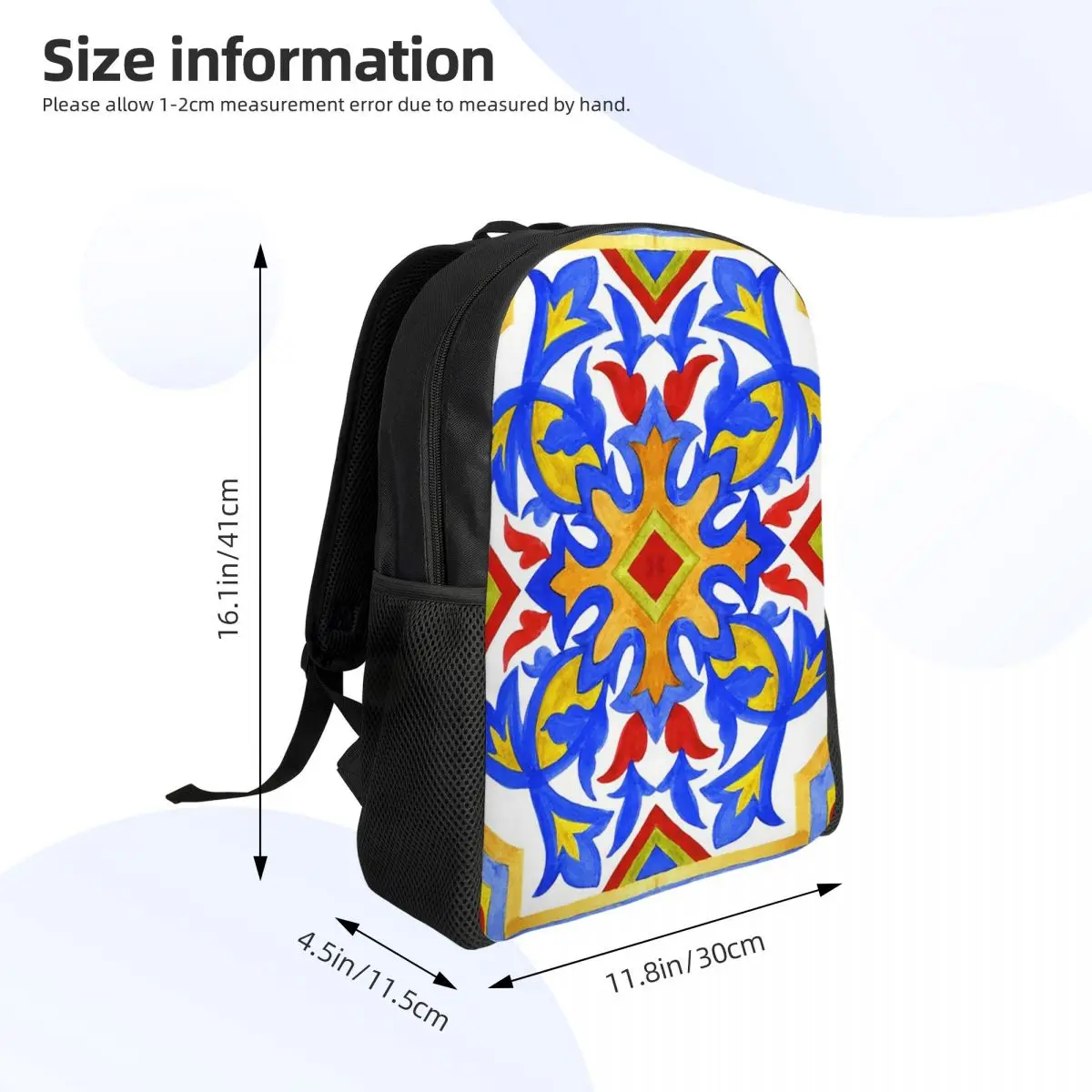 Portuguese Azulejo Tiles Student Backpack School Bag Hiking Travel Daypack for Men Women Fashion Bookbag Shoulder Bags