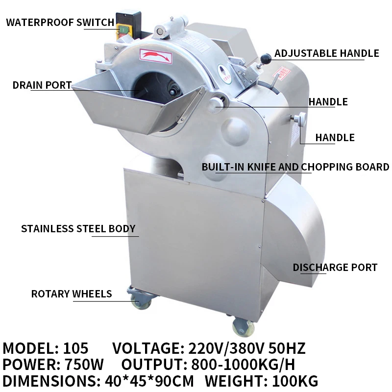 801 Double-head variable frequency vegetable cutter Canteen commercial fully automatic multi-function shredding, dicing and segm