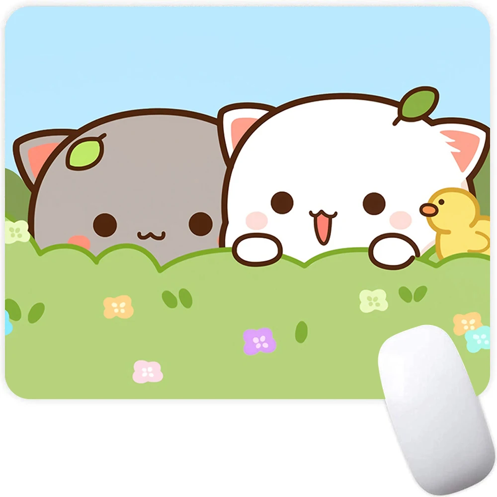 Peach Mochi Cat Small Gaming Mouse Pad Computer Mousepad PC Gamer Mouse Mat Laptop Mausepad Mouse Carpet Keyboard Mat Desk Pad