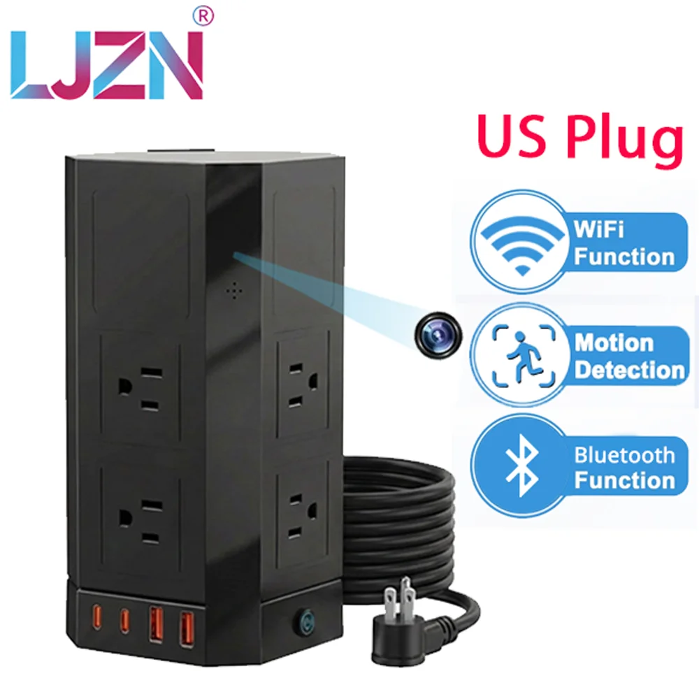 

Multifunctional Socket with WiFi Camera HD Remote Viewing Security Monitor Multi-Port Charging Power Strip Home Monitor