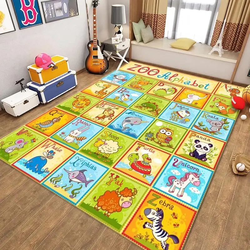 Children's Play Crawl Mat Letters and Numbers Carpet Living Room Sofa Coffee Rug Cartoon Early Education for Children Floor Mats