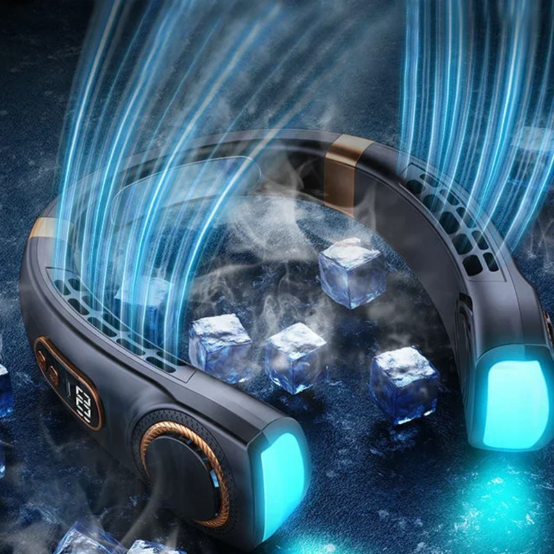 Ventilateur de cou Portable, mains libres LED sans lame, 5 vitesses, ventilateur personnel Portable à piles de 4000 mAh, Twistable, Rechargeable