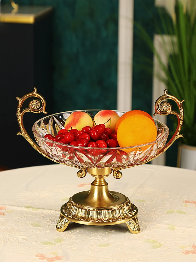 Fruit plate household living room coffee table glass candy plate European light luxury decoration creativity