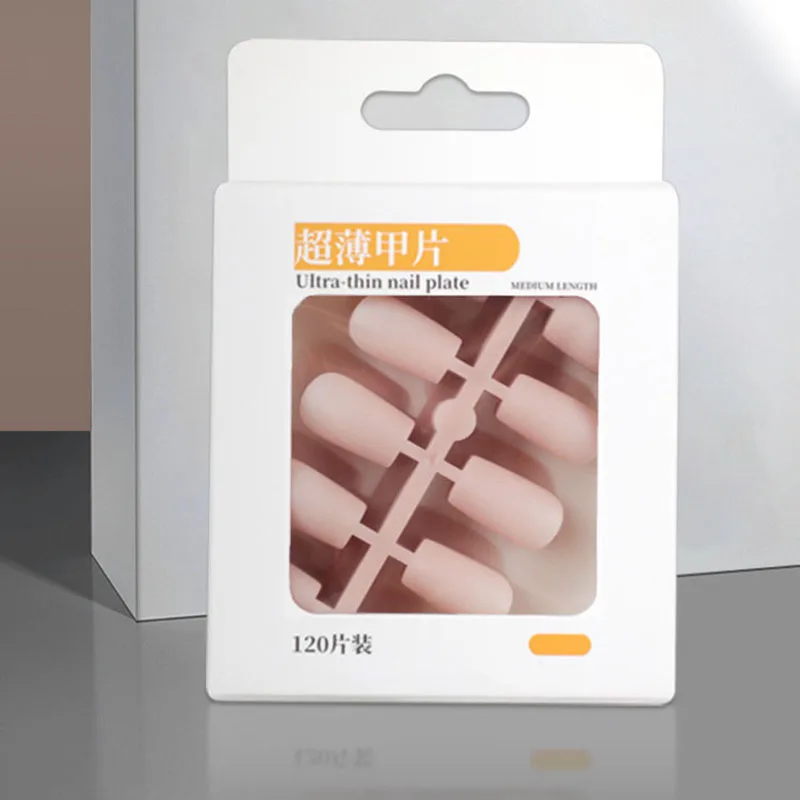 

120pcs French Style Press-On Nails Kit - Ultra Thin Pre-Made Fake Nails in Long Round Shape Natural Nude Colors