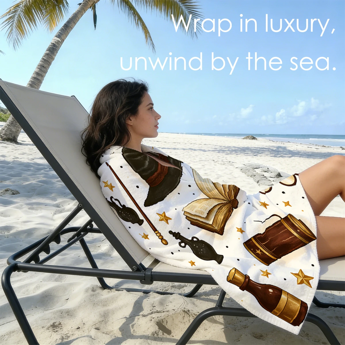 Mystic Witch Potion Book Beach Towel 1Pc Microfiber Sandproof Waterproof 2D Flat Printed Holiday Travel Sunbed Towel Blanket