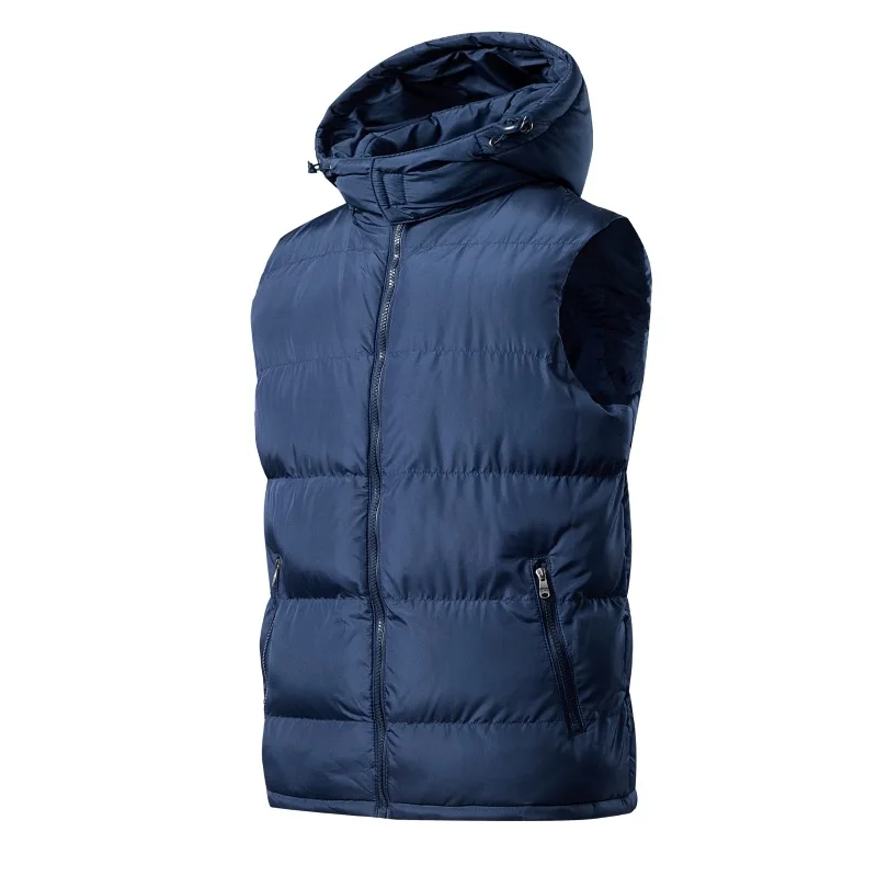 

Men's Hooded Padded Vest Autumn Winter Warm Thickened Sleeveless Jacket Slim Fit Casual Zip Up Waistcoat With Zipper Pockets