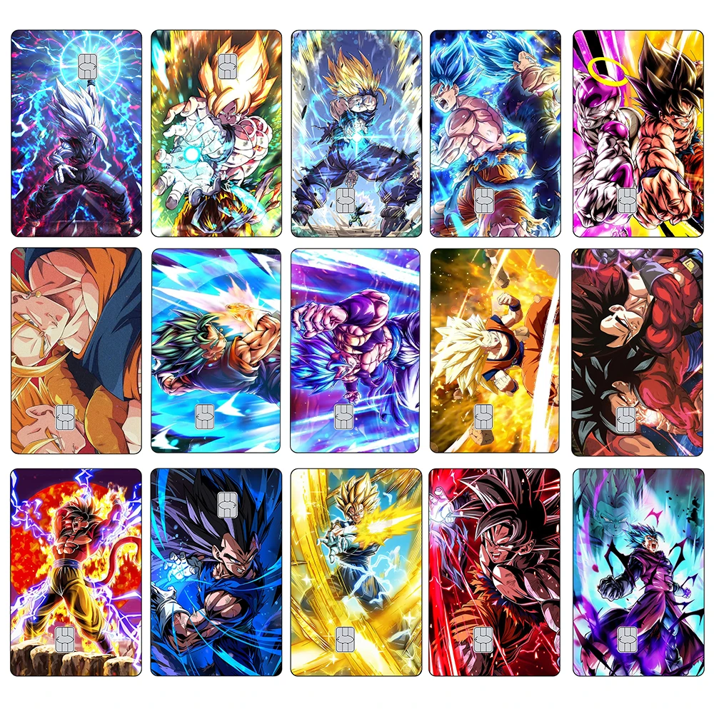 Pegatina para tarjeta de crédito de Anime Dragon Ball, pegatinas de Goku para decorar y proteger tarjetas VISA, JCB, Mastercard y otras tarjetas IC