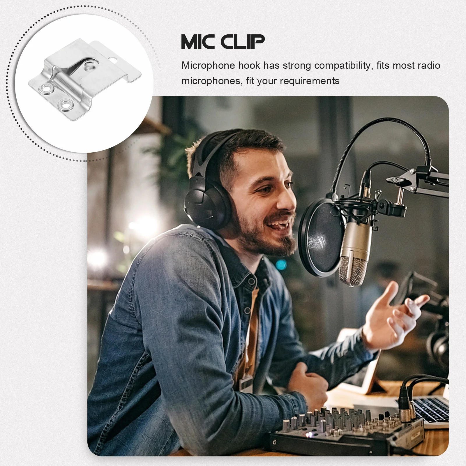 

5Pcs Microphone Hanger Strong Compatibility Tk868g Mic Clip Solid Metal Material High Strength Durability Mic Holder