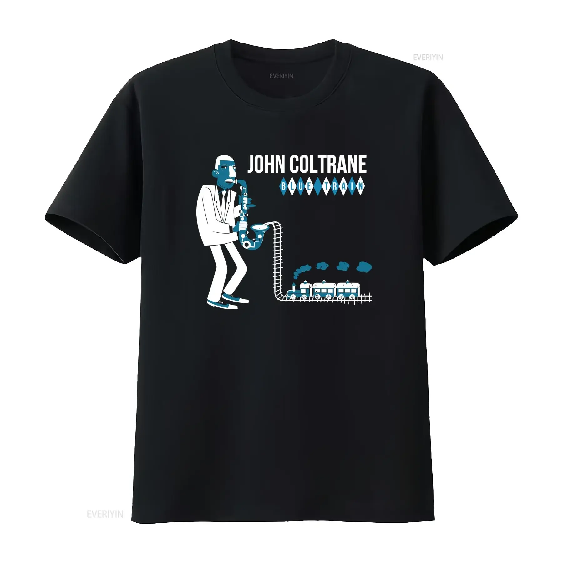 John Coltrane Blue Train Jazz Music T Shirt Stylish Design with Saxophone Print vintage Washed Breathable Unisex Slightly homme