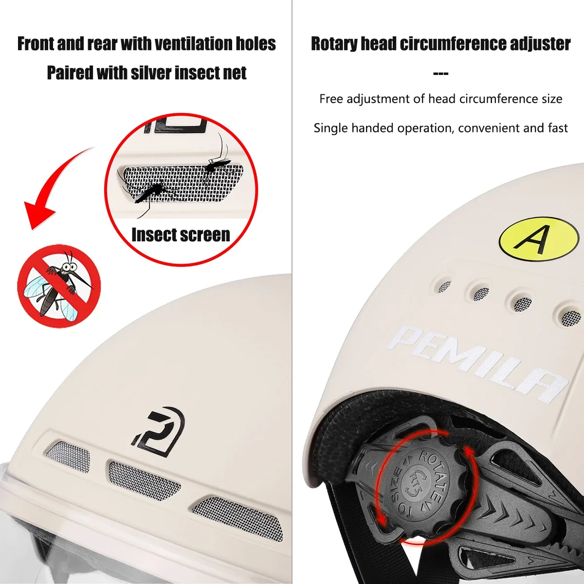 PEMILA Unisex Erwachsenen E-Bike Helm mit Visierlinse & Hartschale aus ABS, Schutzausrüstung für Elektrofahrradfahrten – Detail 2