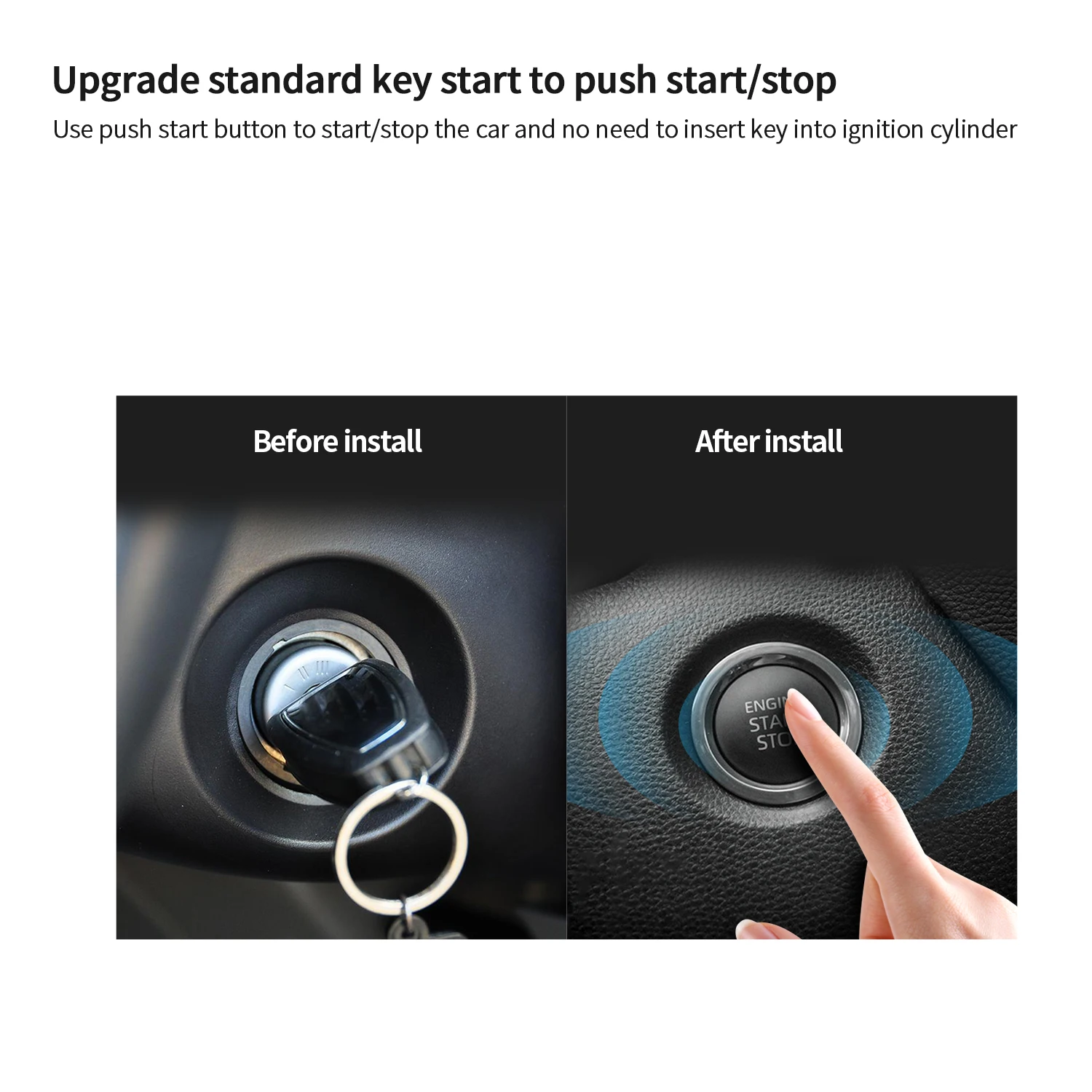 EASYGUARD Smartphone APP car alarm remote starter with passive keyless entry push start button NFC lock unlock & password keypad