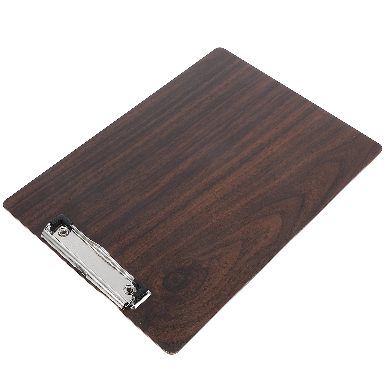 Wood Clipboard Portable A4 Size Lightweight Writing Board Walnut Grain Metal Clip Retractable Hanging Ring For