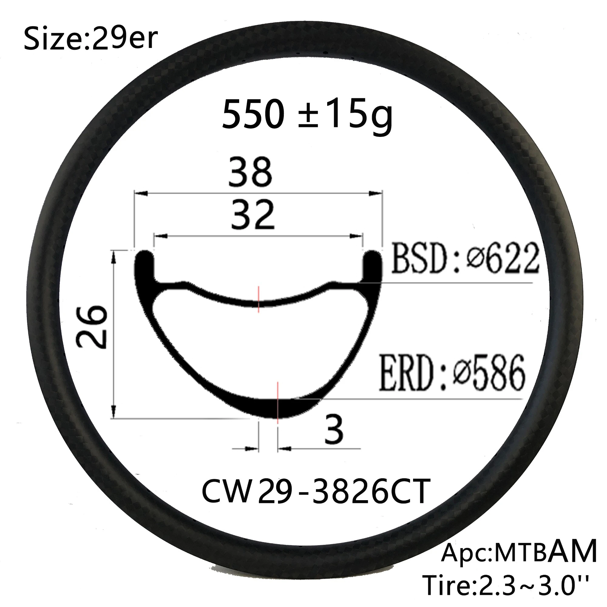 Asymmetry design 29er 27.5 inch mountain bike All mountain UD carbon rim 38mm width 26mm depth cross MTB DH AM bike wheel racing