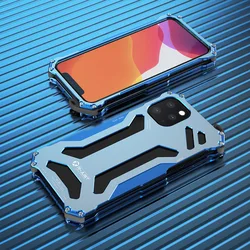 Wytrzymałe etui na telefon Aluminiowy metalowy wytrzymały zderzak promieniujący do iPhone'a 15 14 Plus 13 Pro Max Twardy, odporny na wstrząsy wydrążony pokrowiec