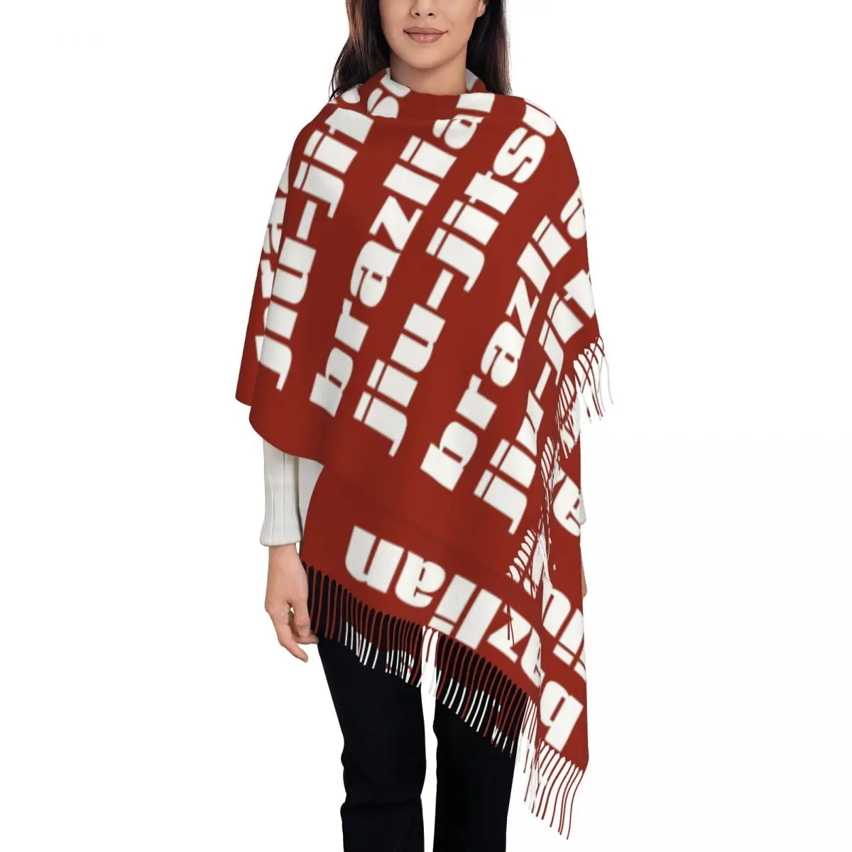 Brazilian Jiu-Jitsu Scarf Tassel Scarves Women Soft Warm Shawls and Wraps Large Fall Winter Shawl Wrap