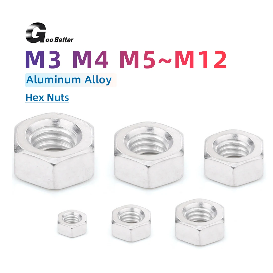 Aluminum Hex Hexagon Nut M3  M4 M5 M6 M8 M10 M12 M14 M16