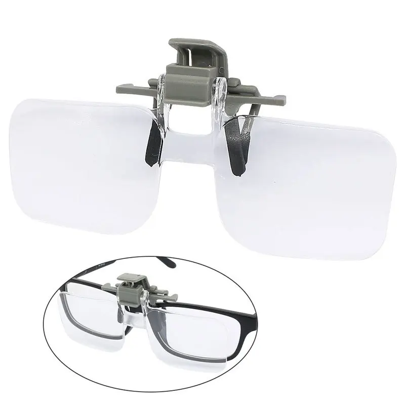 1pc 2X Magnifier Light-weight Magnifying Glasses With Clip Loupe For Needlework Crafts Map Reading