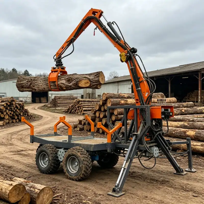ATV Log Trailer Designed for Wood Lot Management Customized with Hydraulic Control Farm Ready Self Loading Log Trailer