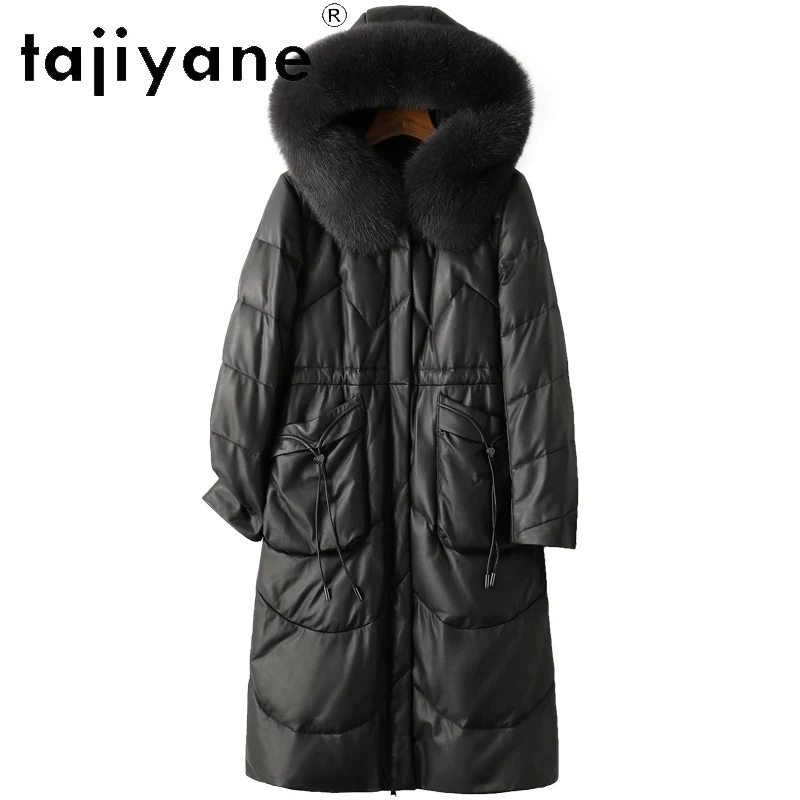 TAJIYANE Echter Schaffell-Daunenmantel für Damen, warme lange Pufferjacken, hochwertige Echtlederjacke, Winter-Frau-Kleidung, 2025, Mohamed Alla Allaidad