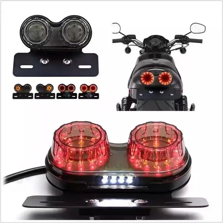 Motorcycle Accessory Rear LED Tail Light Bike Taillight Brake Stop License Plate Lamp for Yamaha Tzr 50 Vino Virago 125 250 750