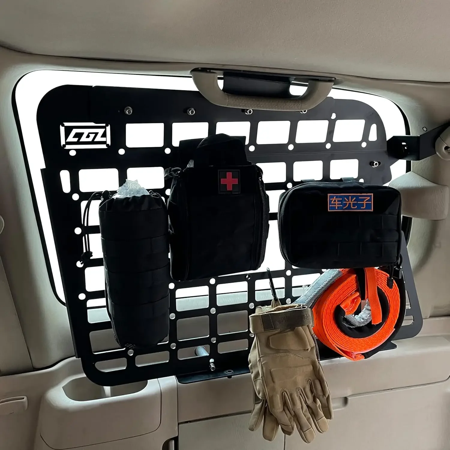 for Toyota Land Cruiser J100 LC100 / Lexus LX470 1998-2007 Trunk Side Window Molle Panel Organizers Shelf