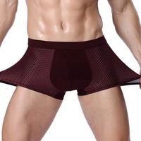 4pcs Mens Briefs Ice Silk Elastic Underwear  Mesh Breathable Comfortable High Stretch Men Clothes Inner Wear