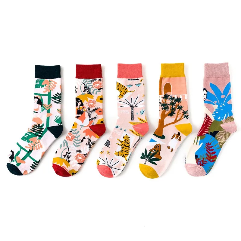 

Women's Socks Cute Kawaii Animal Illustration Tube Socks Personality Creativity Durable Retro Art Movement Cotton Socks N215