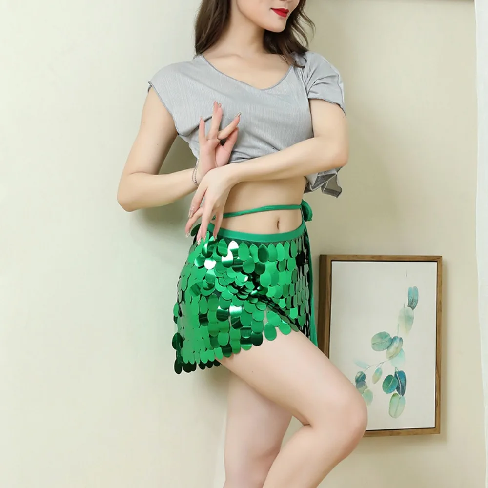 2025 New Summer Belly Dance Waist Chain Hip Scarf Skirt Set - Sequins Training & Performance Outfit for Beginner Women
