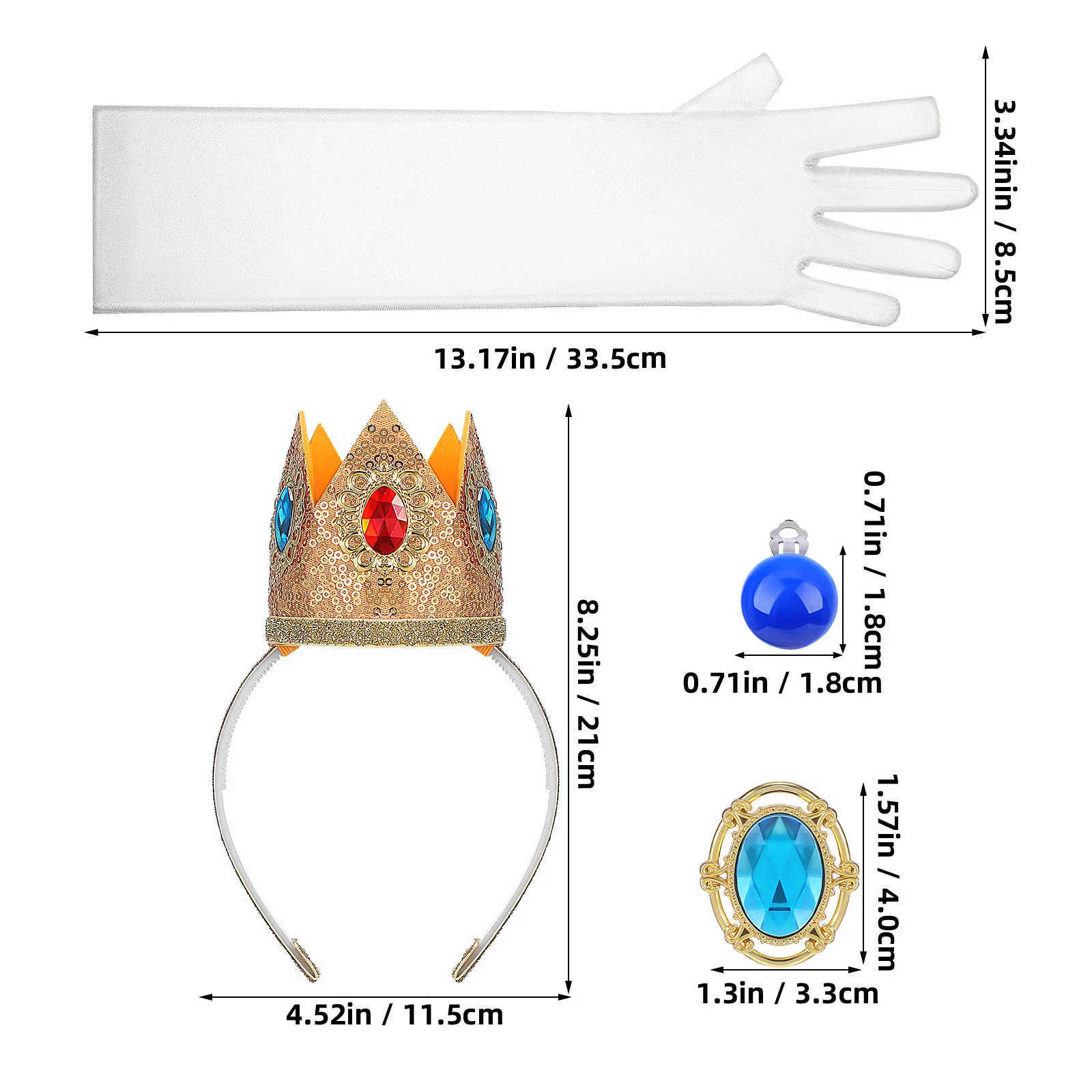 1 세트 공주 왕관 머리띠 귀걸이 의상 세트 소녀 공연 코스프레 소품 생일 파티 드레스업 액세서리 휴일용