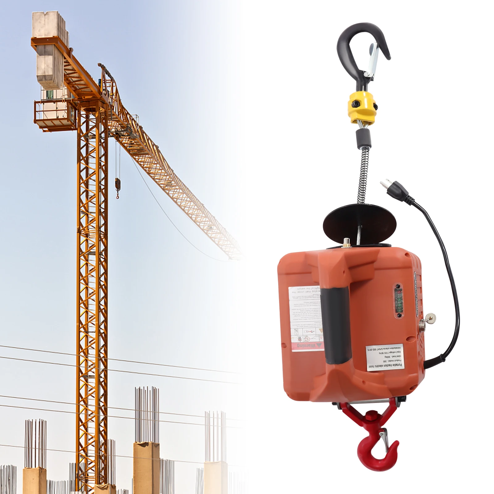 2300LBS/1T Electric Hoist Winch Portable Electric Power Winch New Upgrade Electric Hoist Crane w/Overload Protection