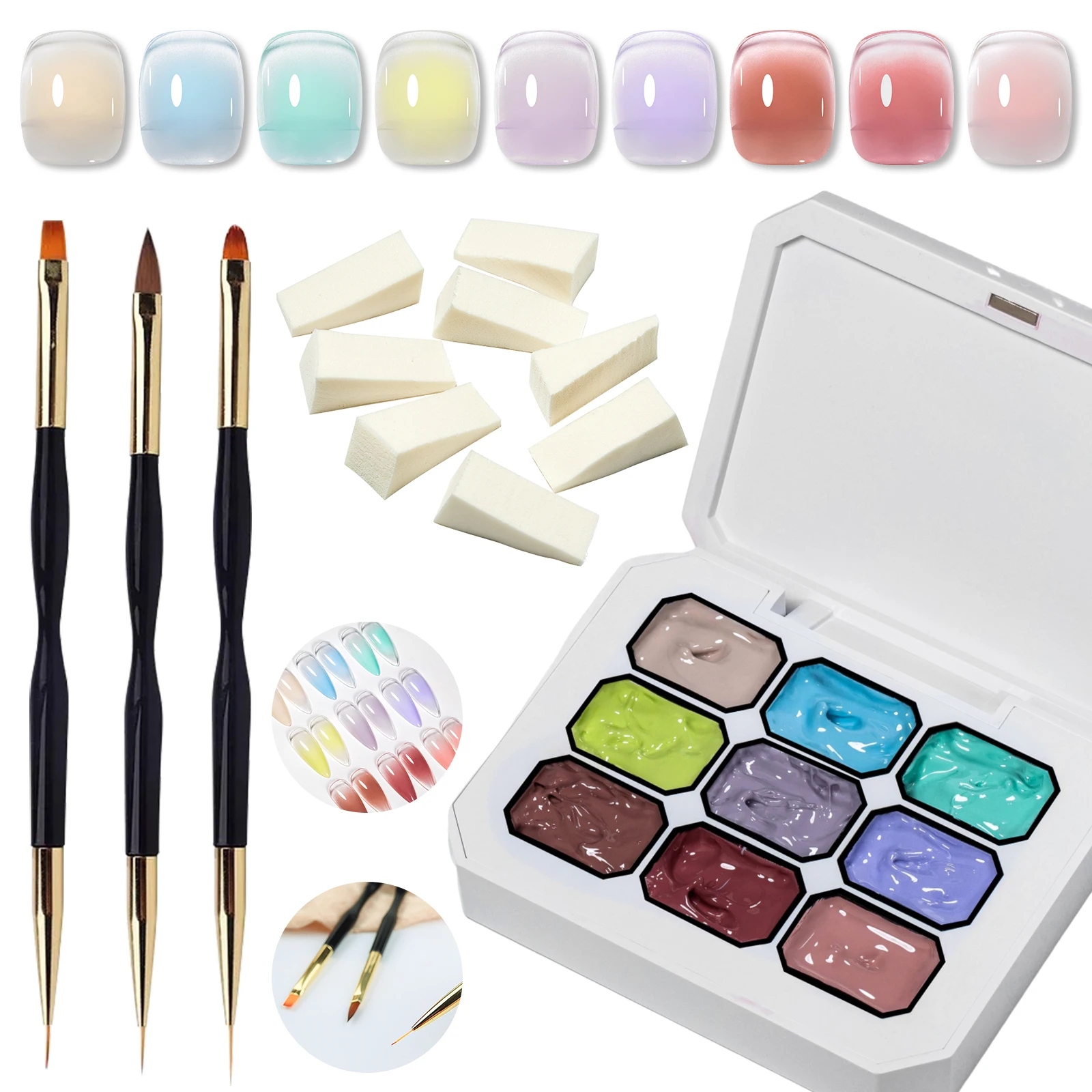 3 قطعة بات اللوحة جيل للأظافر مجموعة 9 ألوان عارية معكرون مسمار الفن فيرنيس لجميع المواسم الأظافر تصميم طويل الأمد نقع قبالة هلام عدة