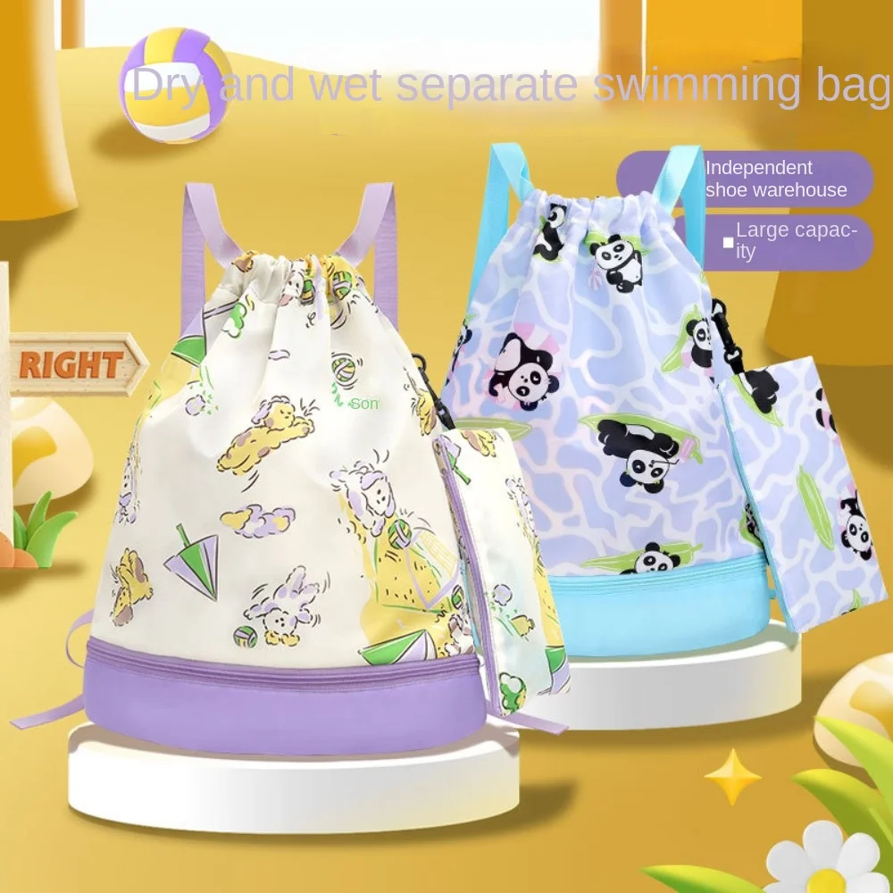 

Waterproof Children's Swimming Bag Dry Wet Separation Beam Mouth Beach Bag Lightweight Cartoon Swimm Storage Bag Swimming Pool