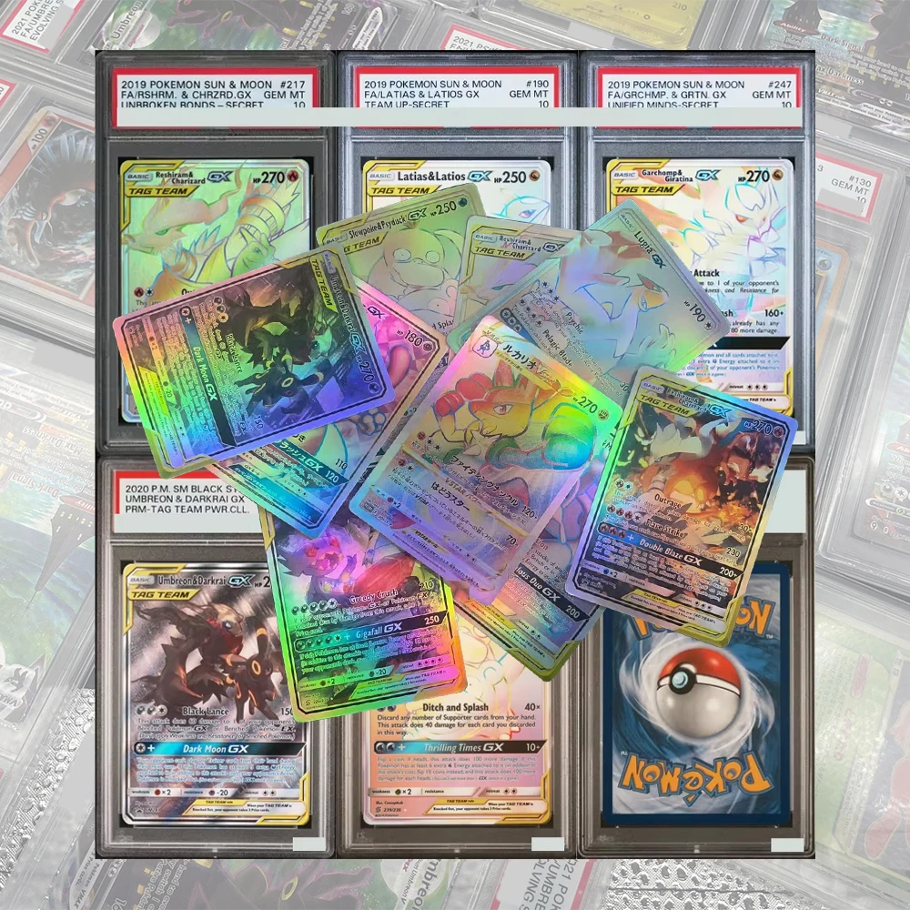 

217/214 UNBROKEN BONDS RESHIRAM&CHARIZARD TAG TEAM GX DIY Proxy PTCG Graded Collection Card GEM MT10 Holographic Label English