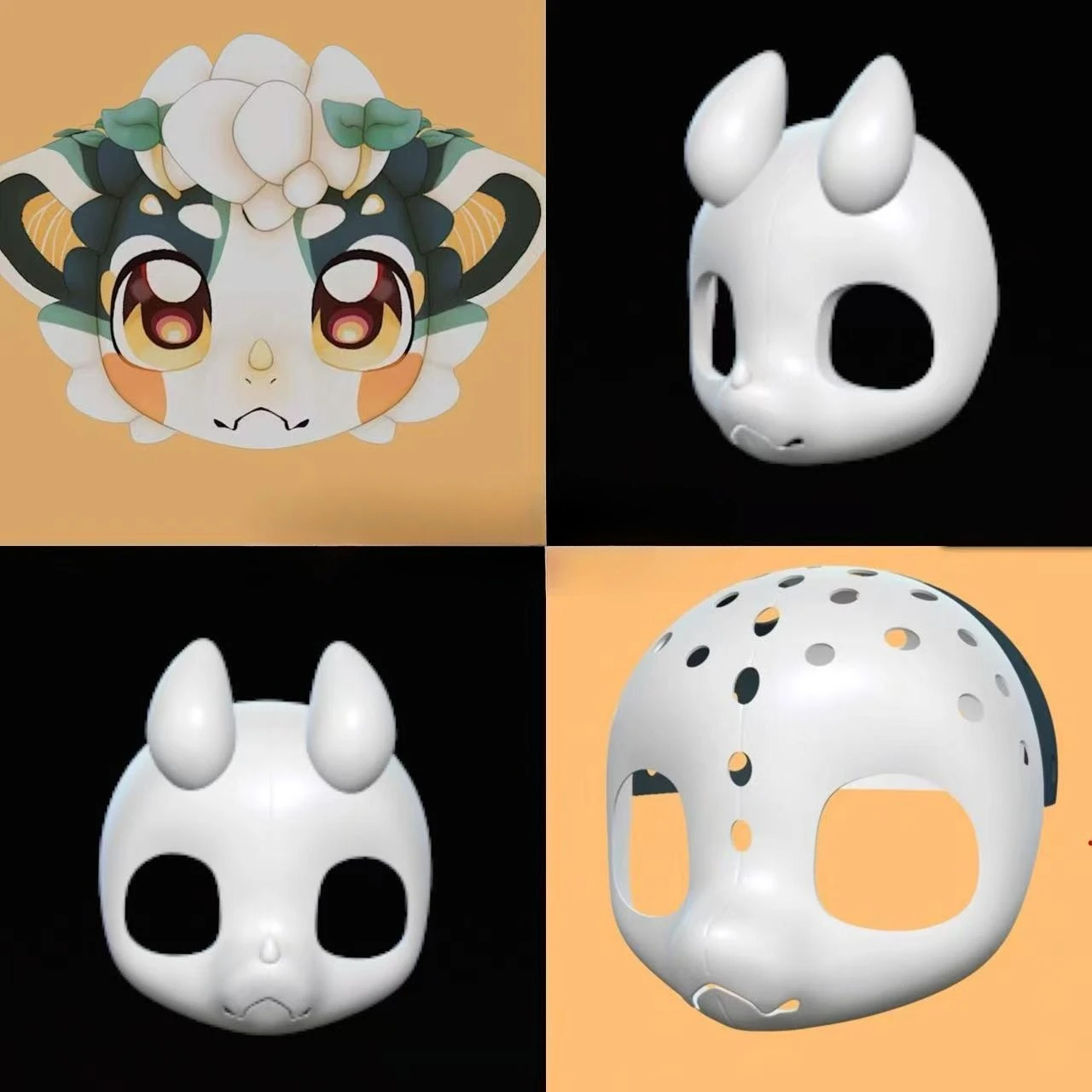 

Kemono Base Mask Short Snout Adorable Dragon idae Beast Headmask Skeleton 3D Printed Furry PLA Material