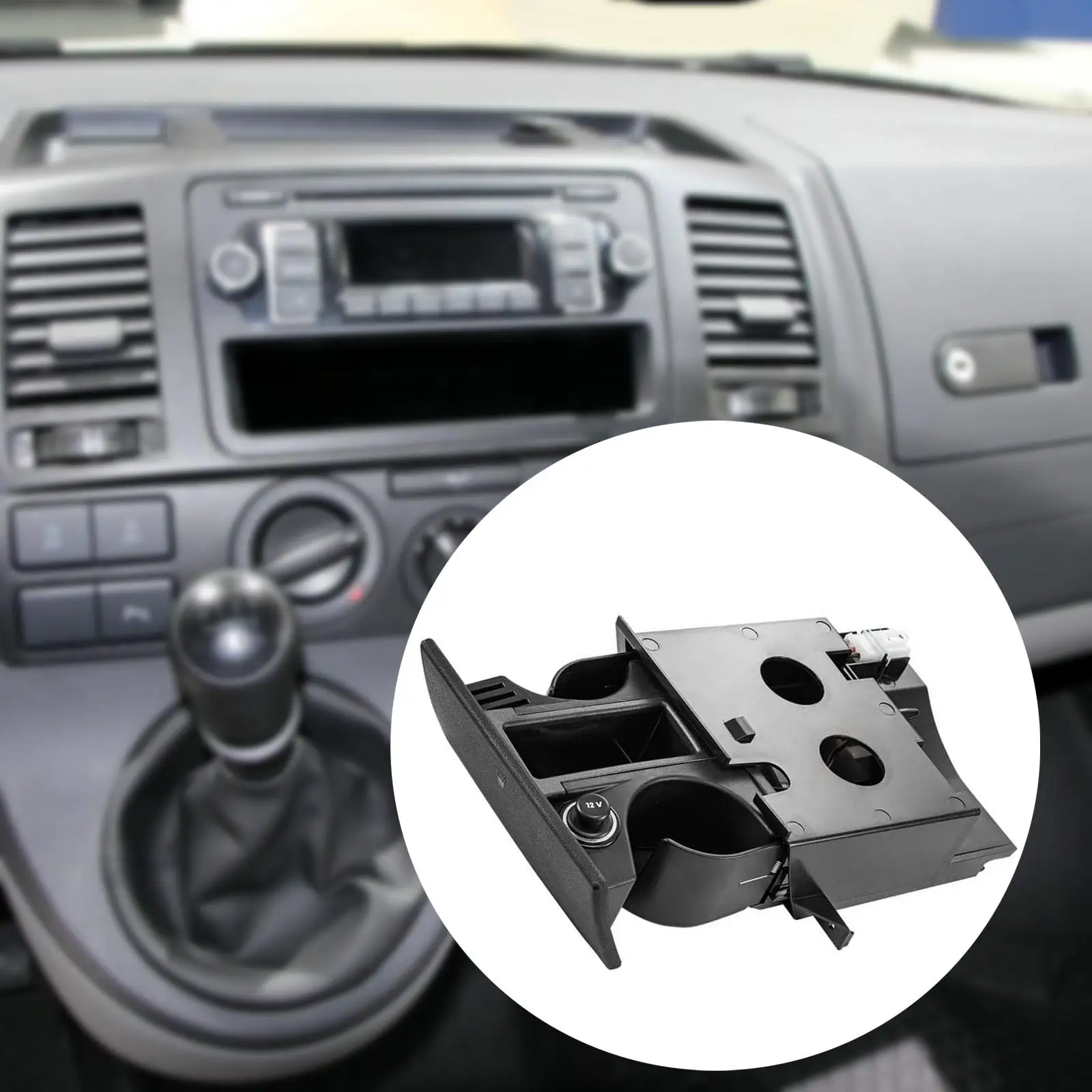 Front Console Drink Holder Black Plastic Vehicle Cup Holder Mount for RHD Car Drink Storage Solution
