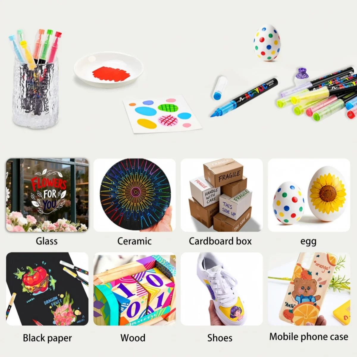 72 Colors Acrylic Paint Pens Markers Set,Brush Tip Paint Markers For Rock Painting Wood Canvas Stone,Christmas Gift DIY Crafts image 6
