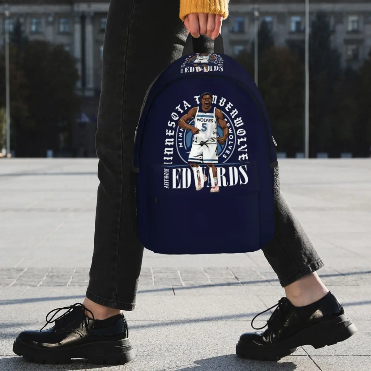 Anthony Edwards Minnesota Timberwolves Shield Backpack Student BookBag Children School Bag Computer Shoulder Bags for Men Women