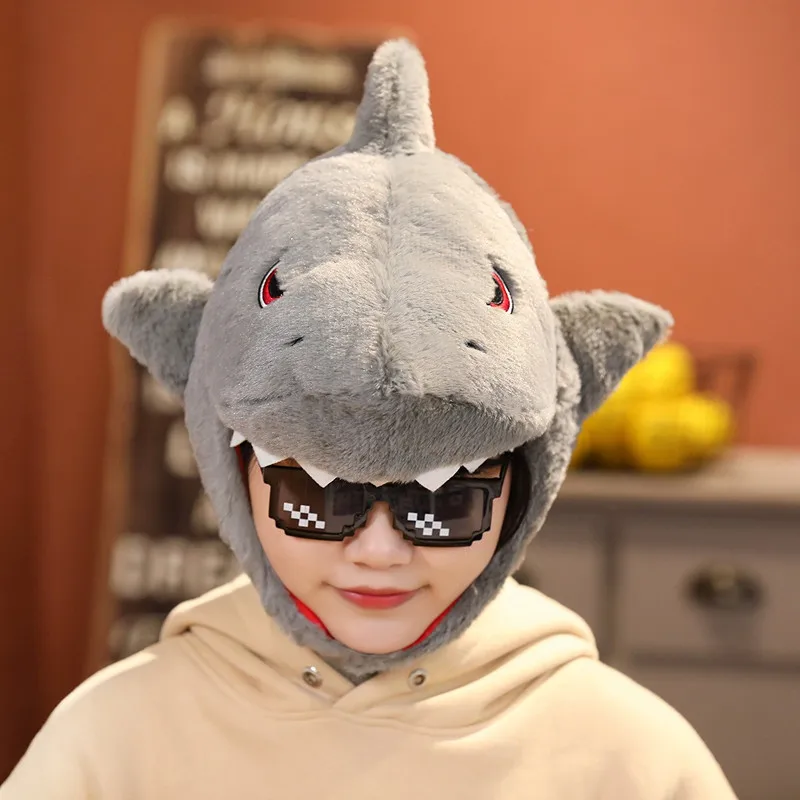 Adult Children Shark Hat Carton Plush Cap Funny Party Costume Dress Cosplay Carnival Photo Props