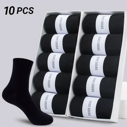 5/10 Pairs Fashion Comfortable Autumn Classic Black Business Sock High Quality Short Socks Solid Color Men‘s Mid Length Socks