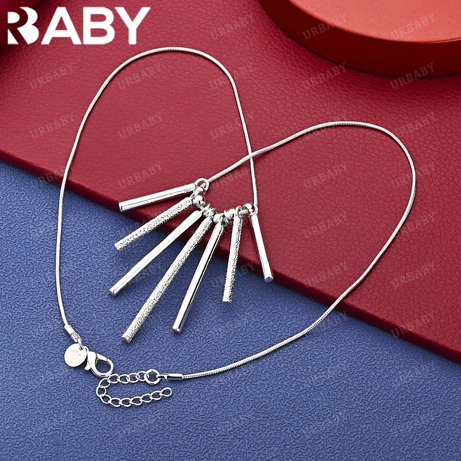 

URBABY 925 Sterling Silver 50cm Tassel Chain Necklace Charm Trend Birthday Gifts Fashion Party Fine Jewelry