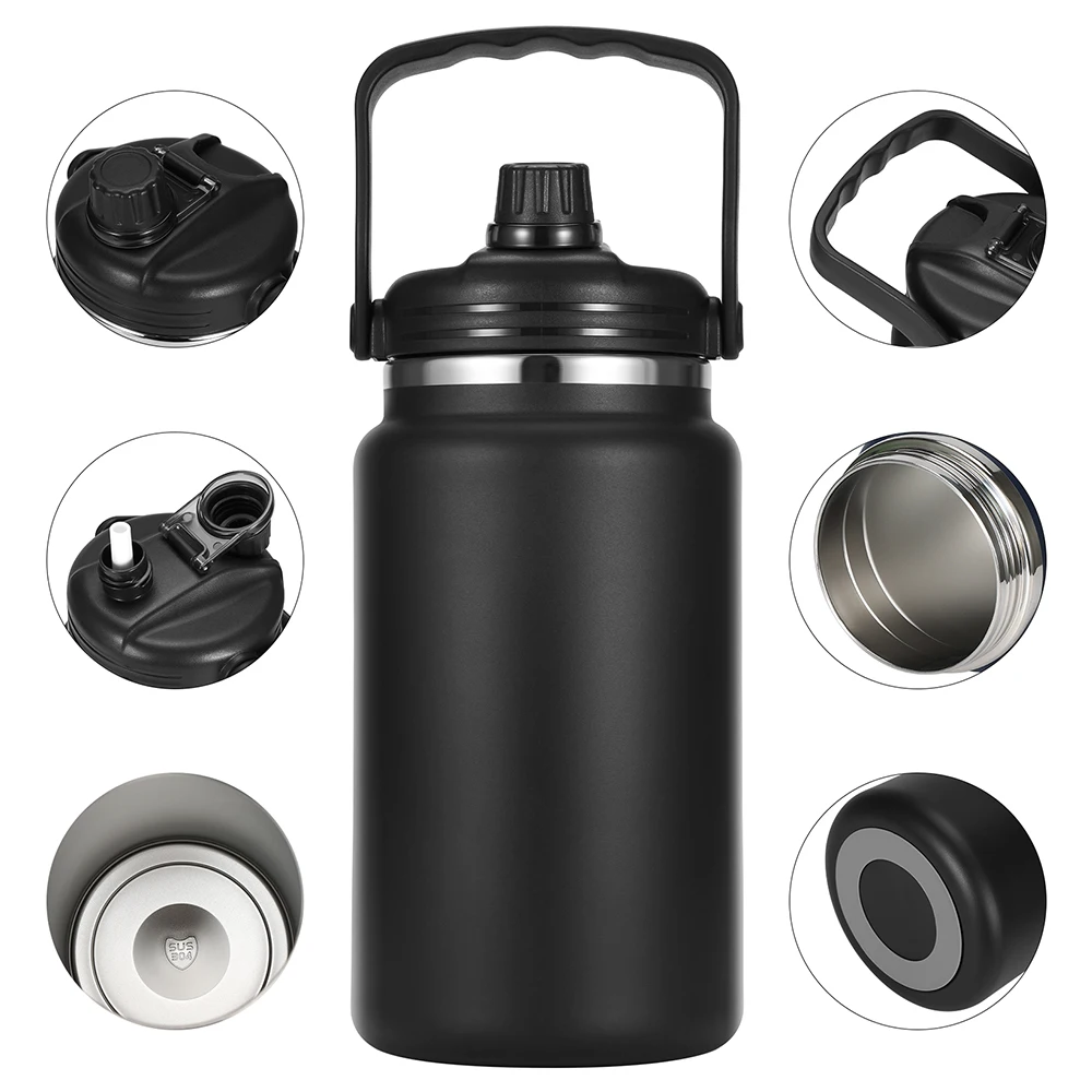 

4L Capacity Outdoor Custom Vacuum Water Bottle Travel Tumbler Thermal Water Pot with Handle and Straw for Hot Cold Ice Storage