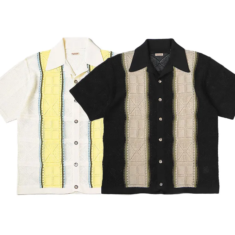 

High Street KAPITAL Japanese Style Hollow Knit Polo Shirt Men Women Casual Fashion Shirts Tops Y2k Clothes
